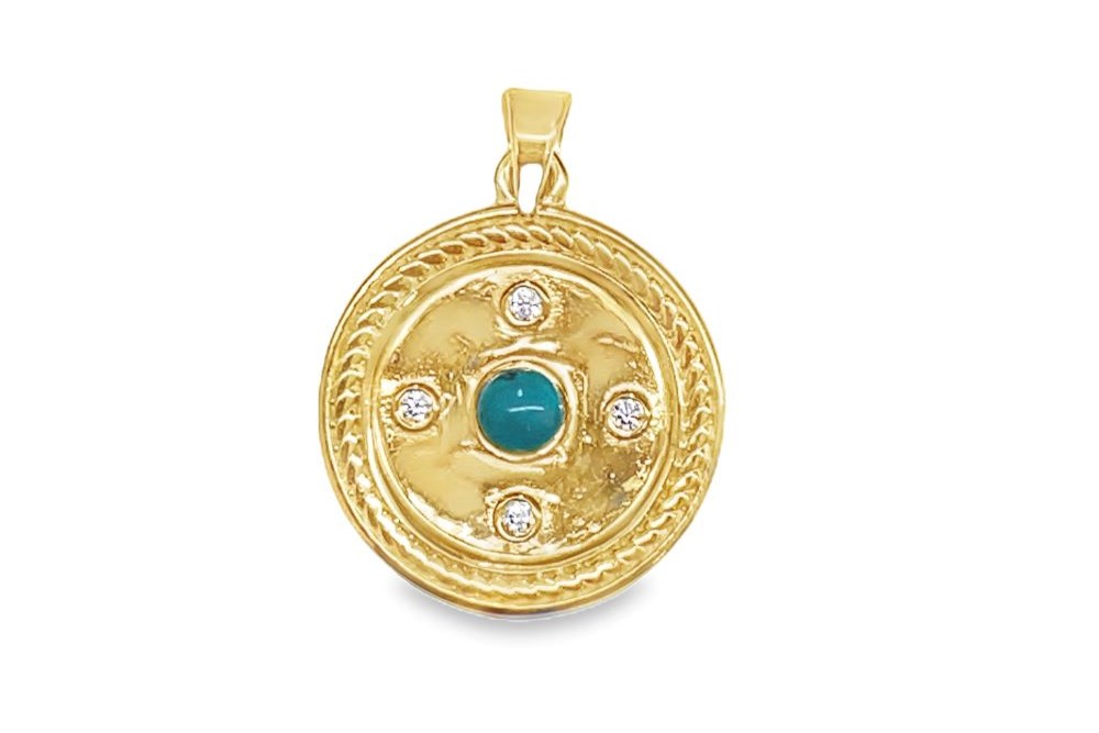 [14738P000000TUG1] Colgante plata 925 piedra semipreciosa (Turquesa, Chapado en oro de 1 micra)