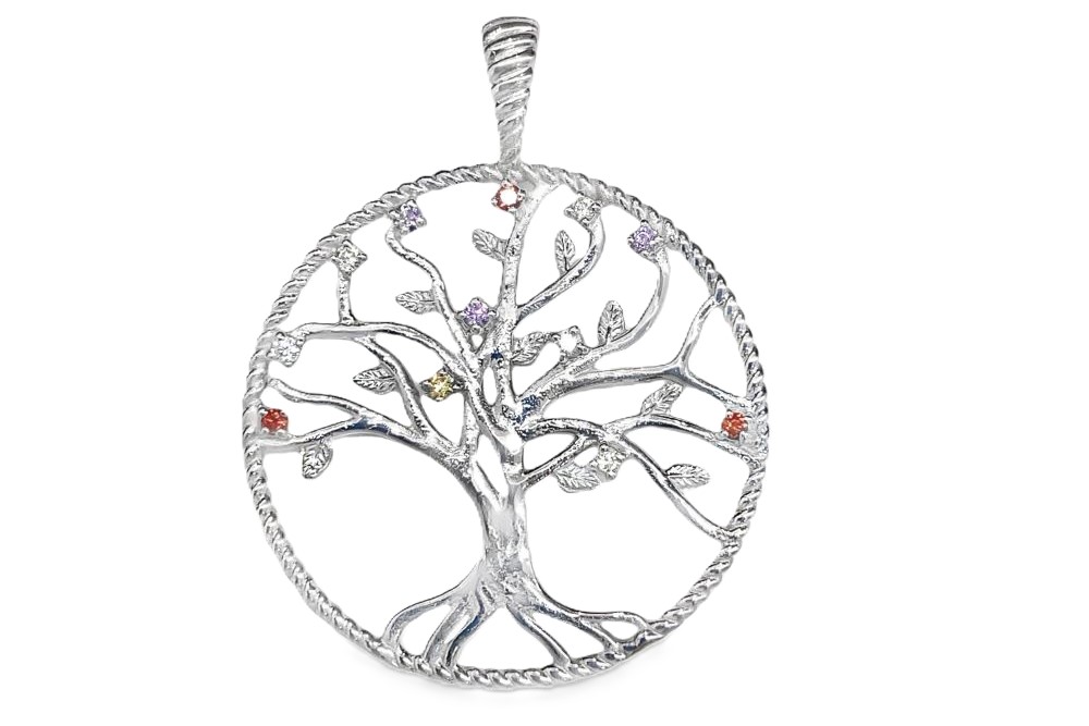 Colgante plata 925 arbol de la vida zirconitas