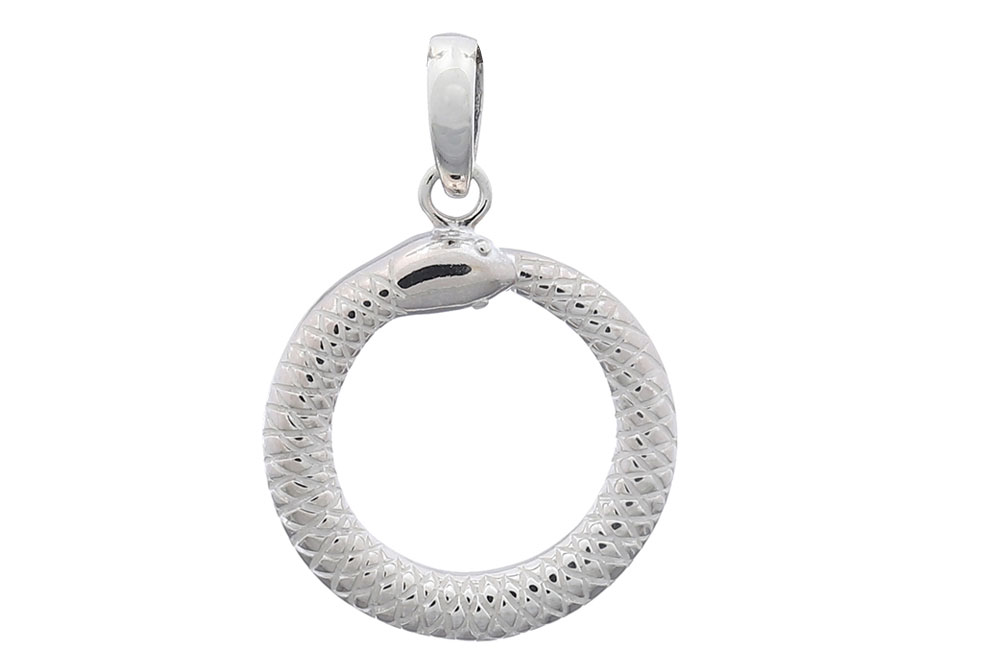 Silver snake circle pendant