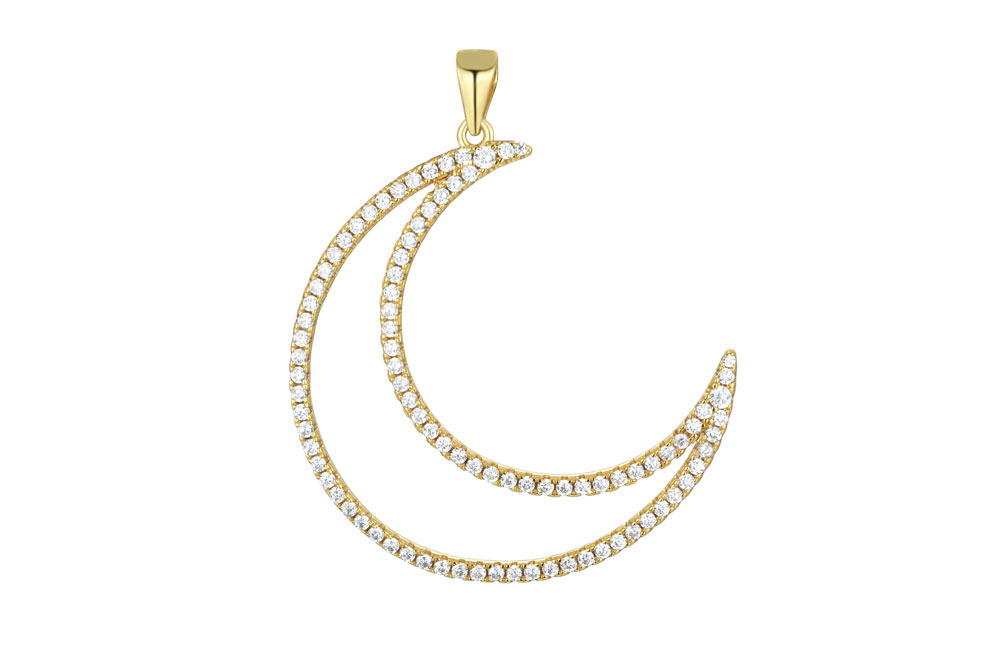 [15005P000000BLDO] Colgante plata 925 luna con zirconitas  (Oro)
