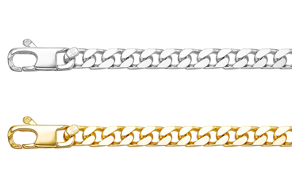 Cadena plata 925 barbada diamantada 4 lados 150 4.5mm
