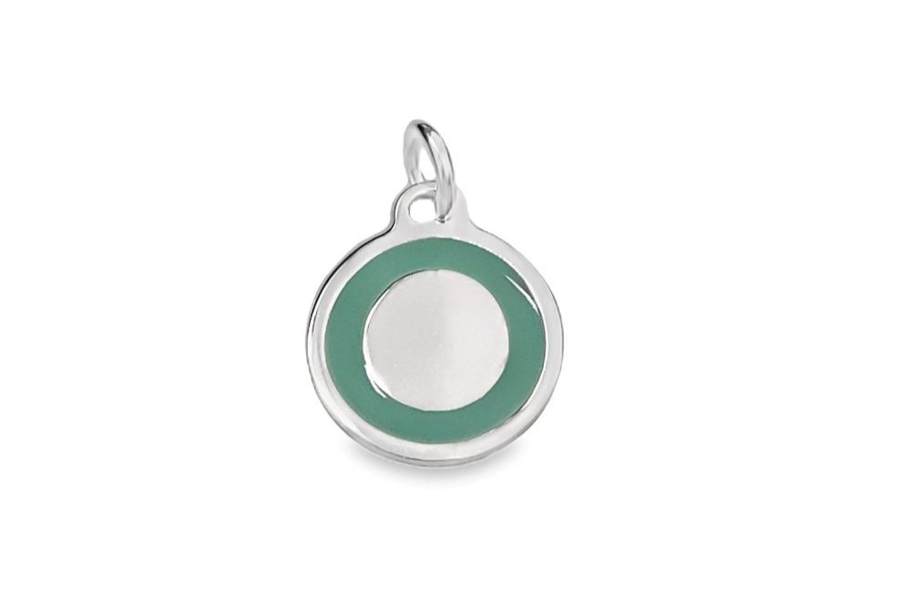 Sterling silver enamel circle pendant with ring