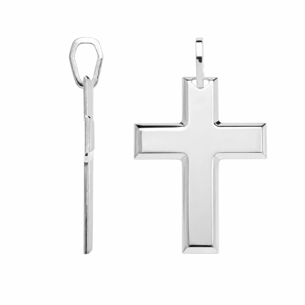 Colgante plata 925 cruz borde biselado