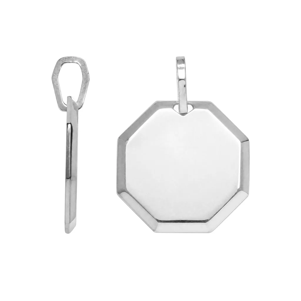 [15172P00000000PL] Colgante plata 925 placa octagonal con borde biselado  (Plata)