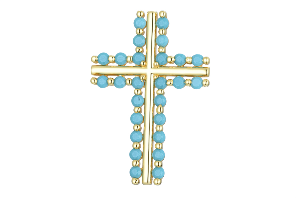 Colgante plata 925 cruz doble zirconitas