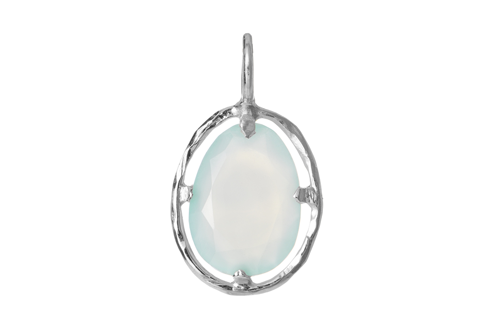 Sterling silver oval semiprecious stone pendant