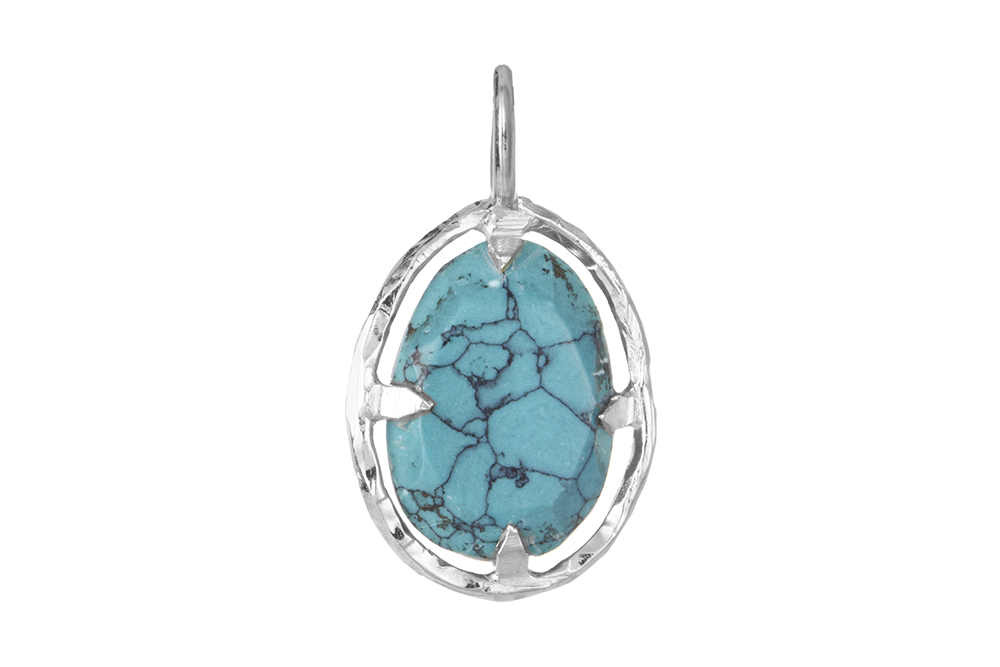 Sterling silver oval semiprecious stone pendant