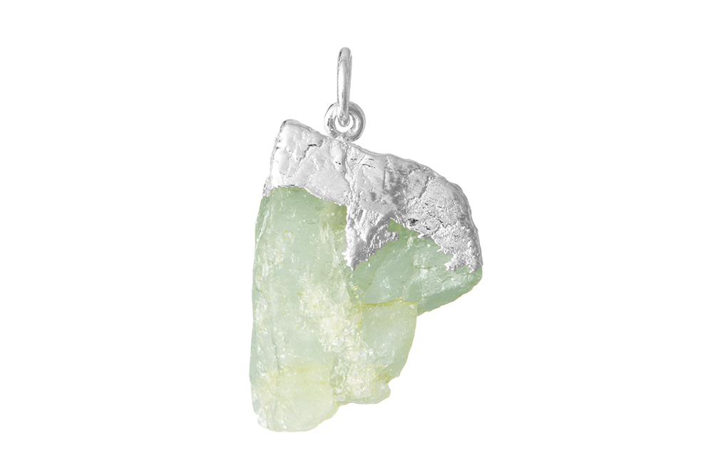 [15563PRAQPL] Sterling silver semi precious rough stone pendant (Aquamarine, Sterling silver)