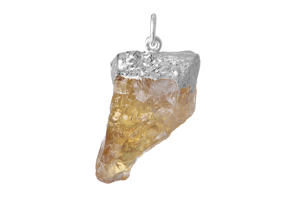 Sterling silver semi precious rough stone pendant