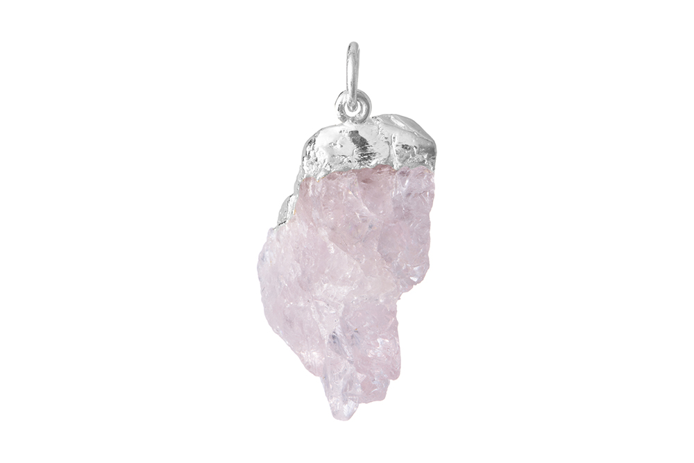 Sterling silver semi precious rough stone pendant