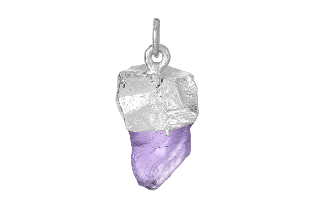 Sterling silver semi precious rough stone pendant