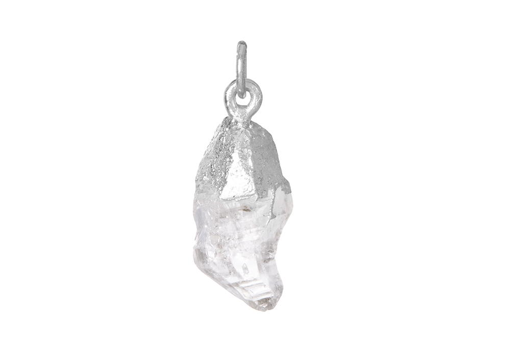Sterling silver semi precious rough stone pendant