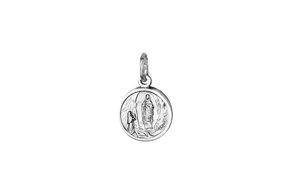 Sterling silver lourdes virgin medal pendant