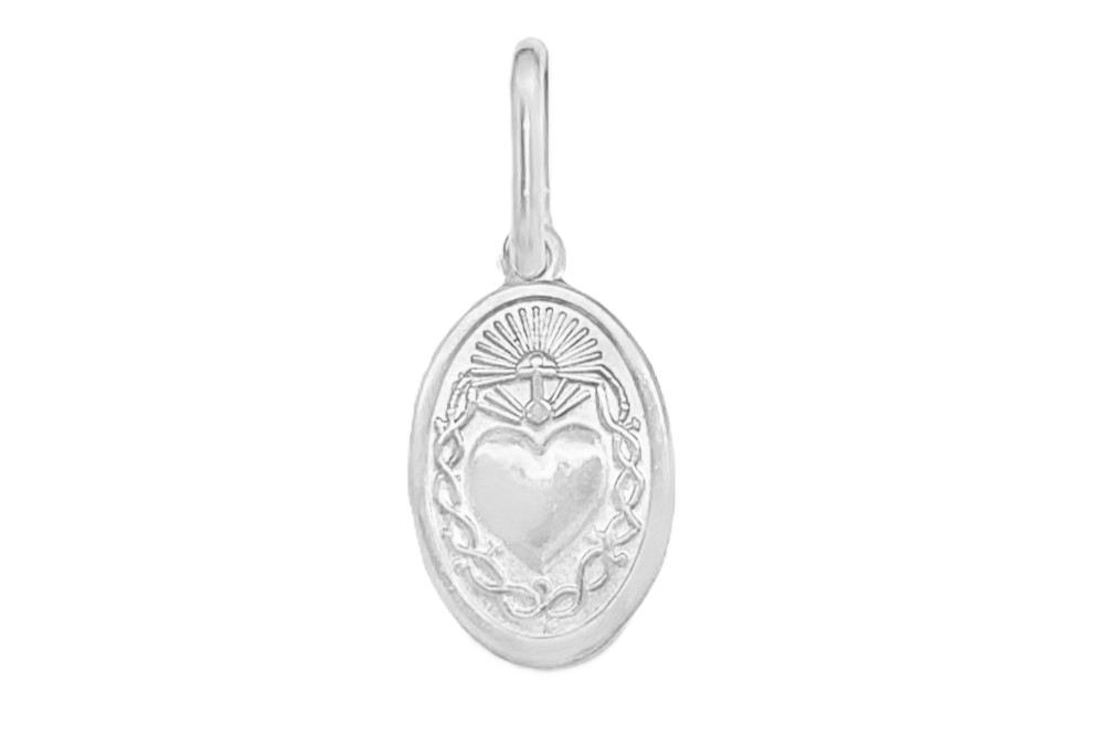 Colgante plata 925 medalla corazón sagrado 13x9mm