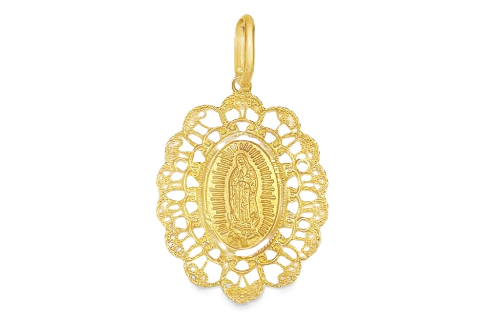 Colgante plata 925 medalla virgen guadalupe labrada 24x20mm