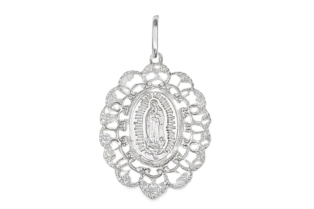 Colgante plata 925 medalla virgen guadalupe labrada 24x20mm