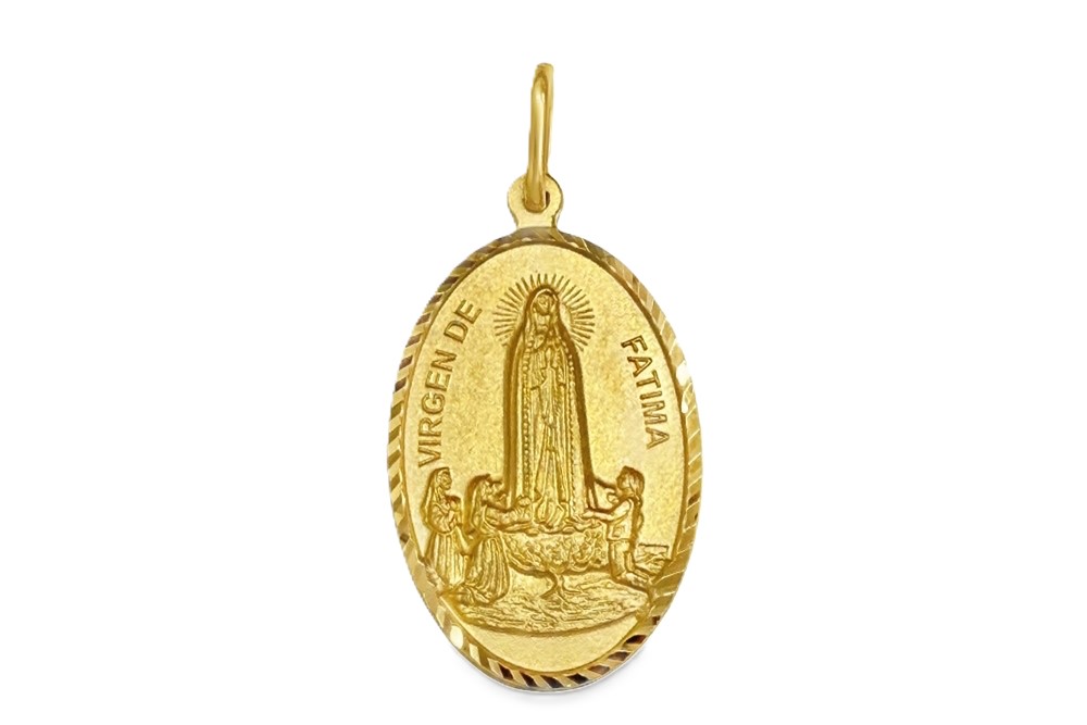 Colgante plata 925 medalla ovalada virgen de fatima 26x18mm