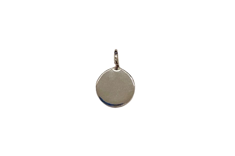 [16250PE080PL] Sterling silver 8mm tag pendant (Sterling silver)