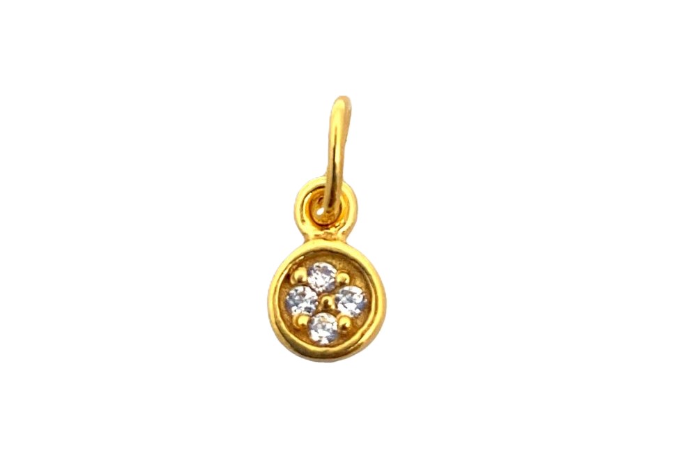 [16260PE050ZBLDO] Sterling silver 5mm zirconia charm (Gold plated)