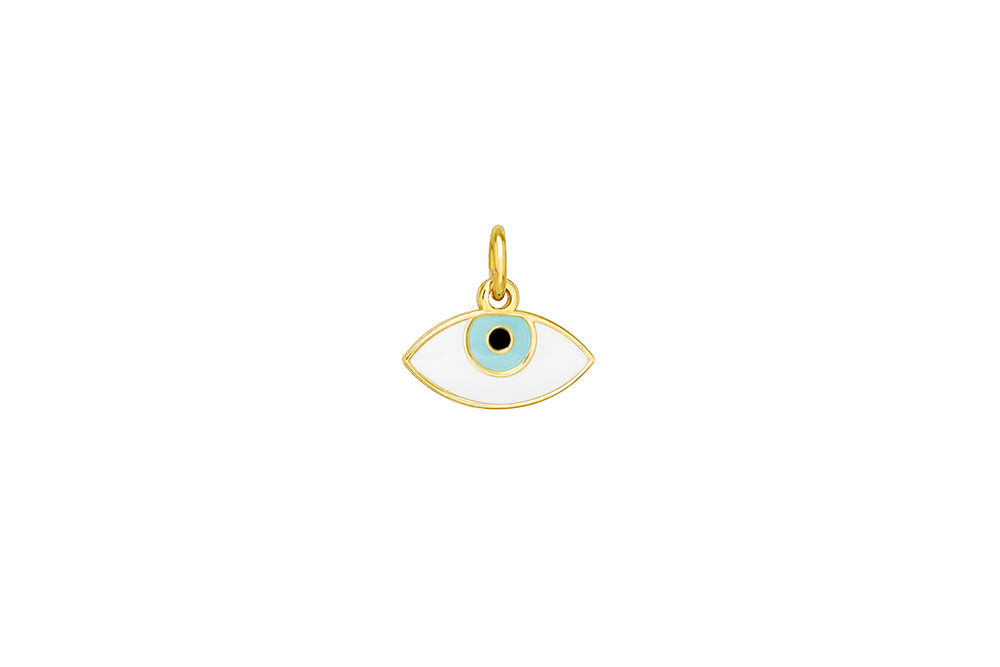 [16376PE050EMXDO] Sterling silver turkish eye enamel pendant (5 mm, Gold plated)
