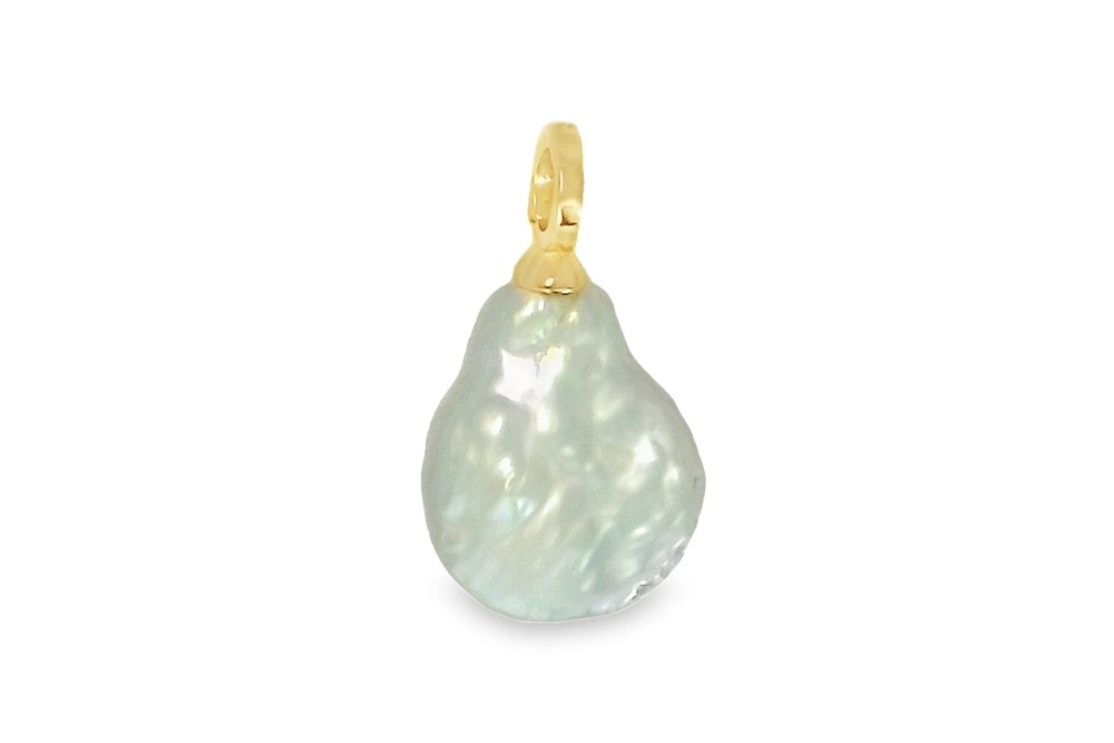 Sterling silver 16-17.5mm baroque freshwater cultured pearl pendant