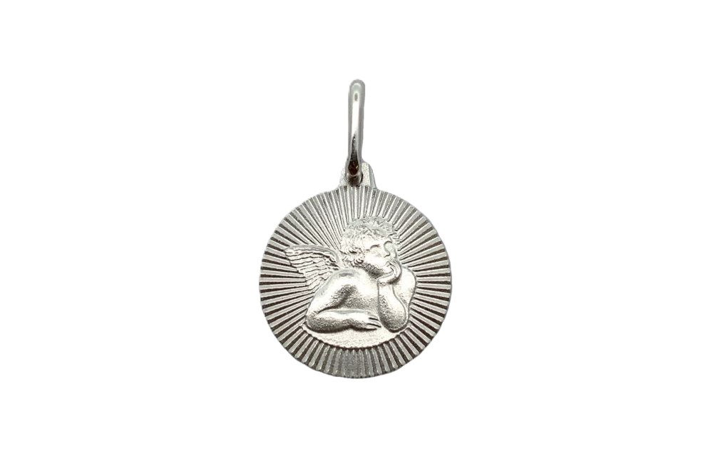 Colgante plata 925 medalla gallonada con angelito
