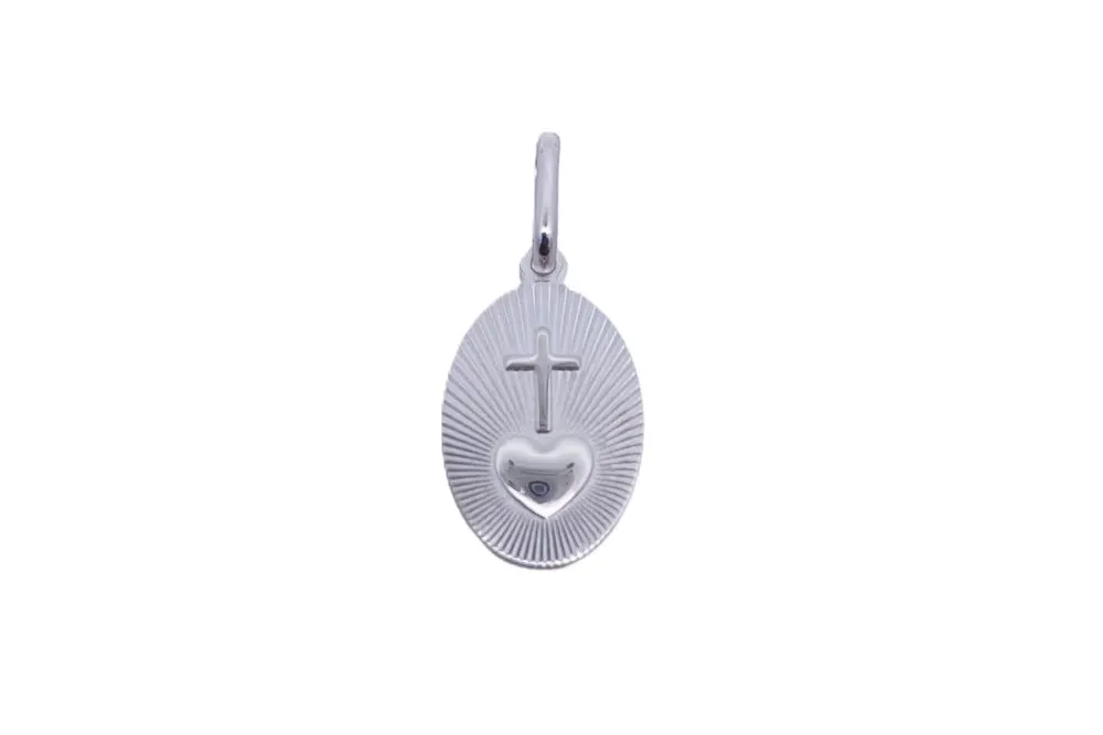 Colgante plata 925 medalla oval gallonada sagrado corazón