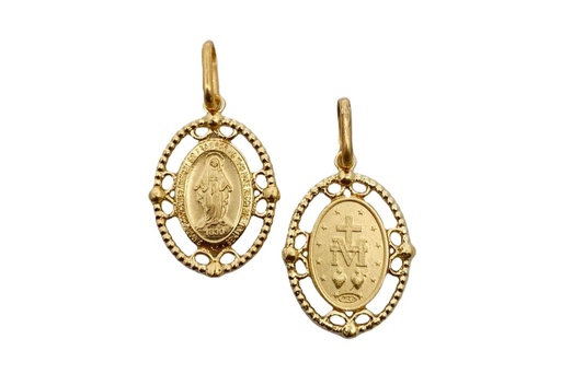 [17248PMADO] Sterling silver miraculous virgin medal (Gold plated)