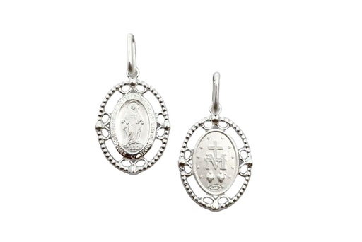 [17248PMAPL] Colgante plata 925 medalla virgen de milagrosa 22x15mm con borde (Plata)