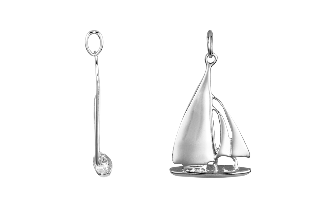 [17296PPL] Sterling silver sailboat pendant (Sterling silver)