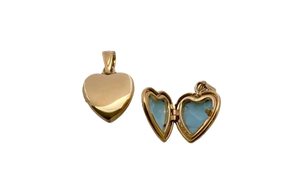 [17600PE120MA00DO] Sterling silver heart locket pendant (12 mm, Gold plated)