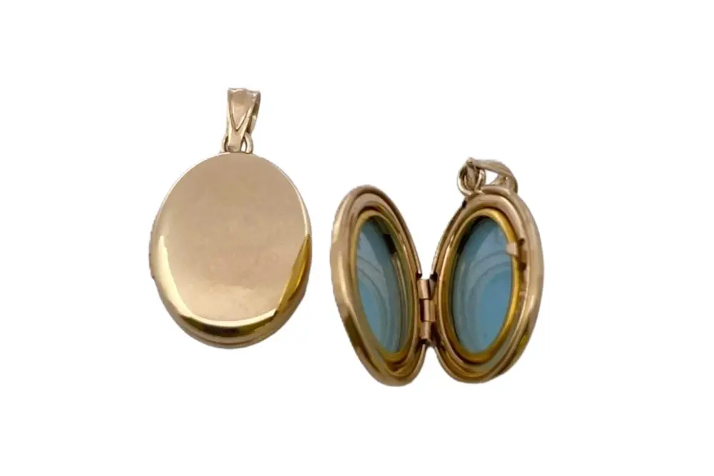 [17608PE150MA00DO] Sterling silver oval locket pendant (15 mm , Gold plated)