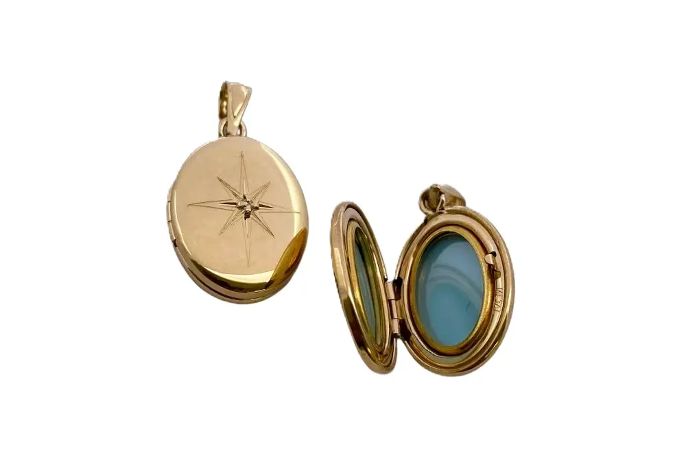 Colgante plata 925 portafotos ovalado 15x19mm con rosa de los vientos cz