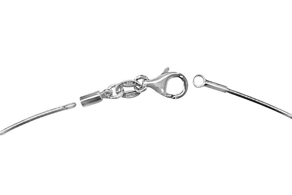 Cadena omega plata 925 de 1mm con terminal a rosca