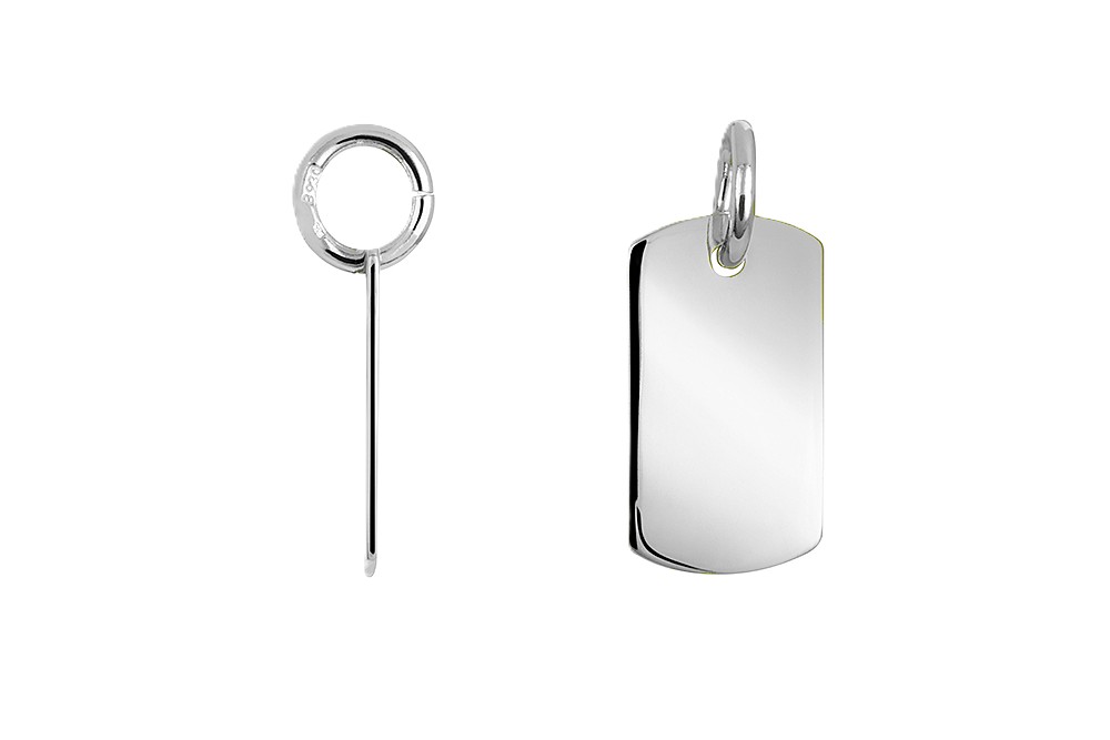 Sterling silver 20x11mm tag pendant