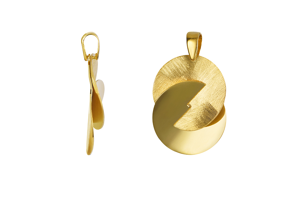 Sterling silver interlocked circles with mixed finish pendant