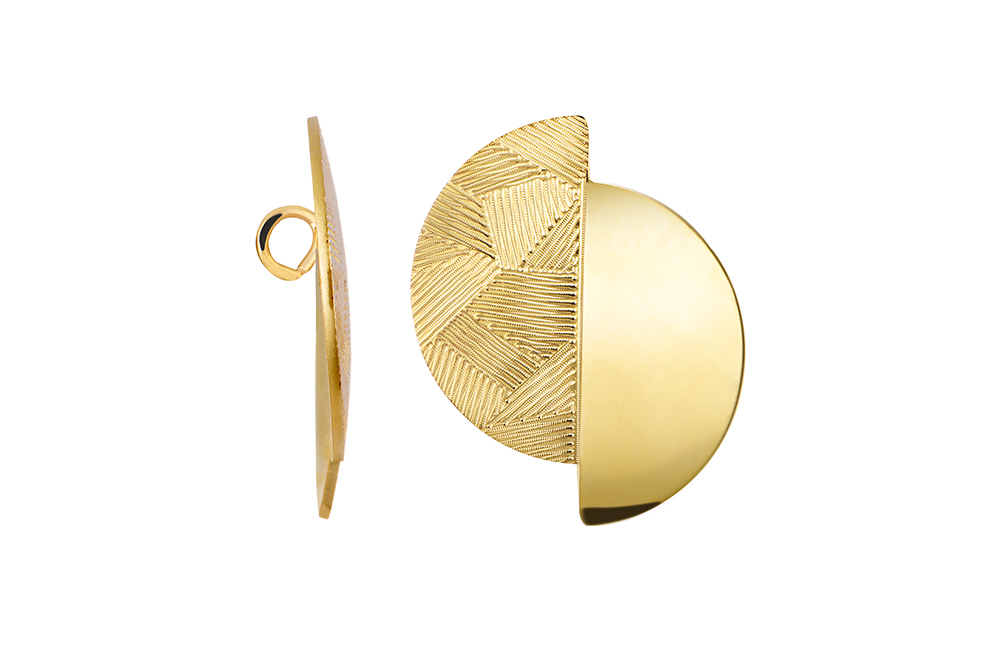 [18237PDO] Sterling silver two semicircles with engraved patterns pendant (Gold plated)