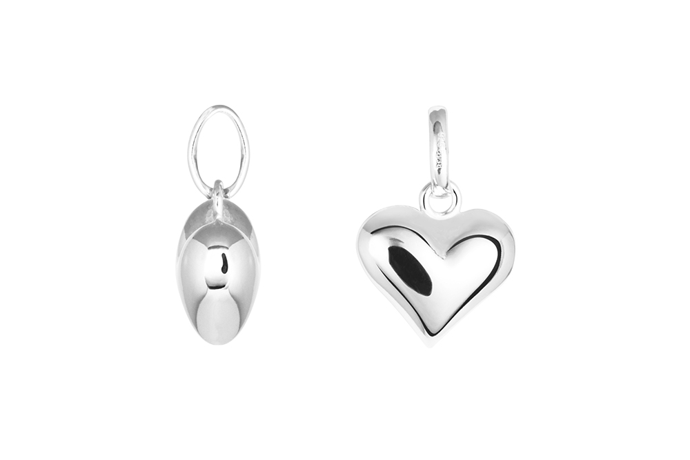 [18457PPL] Sterling silver 12x11mm heart pendant (Sterling silver)