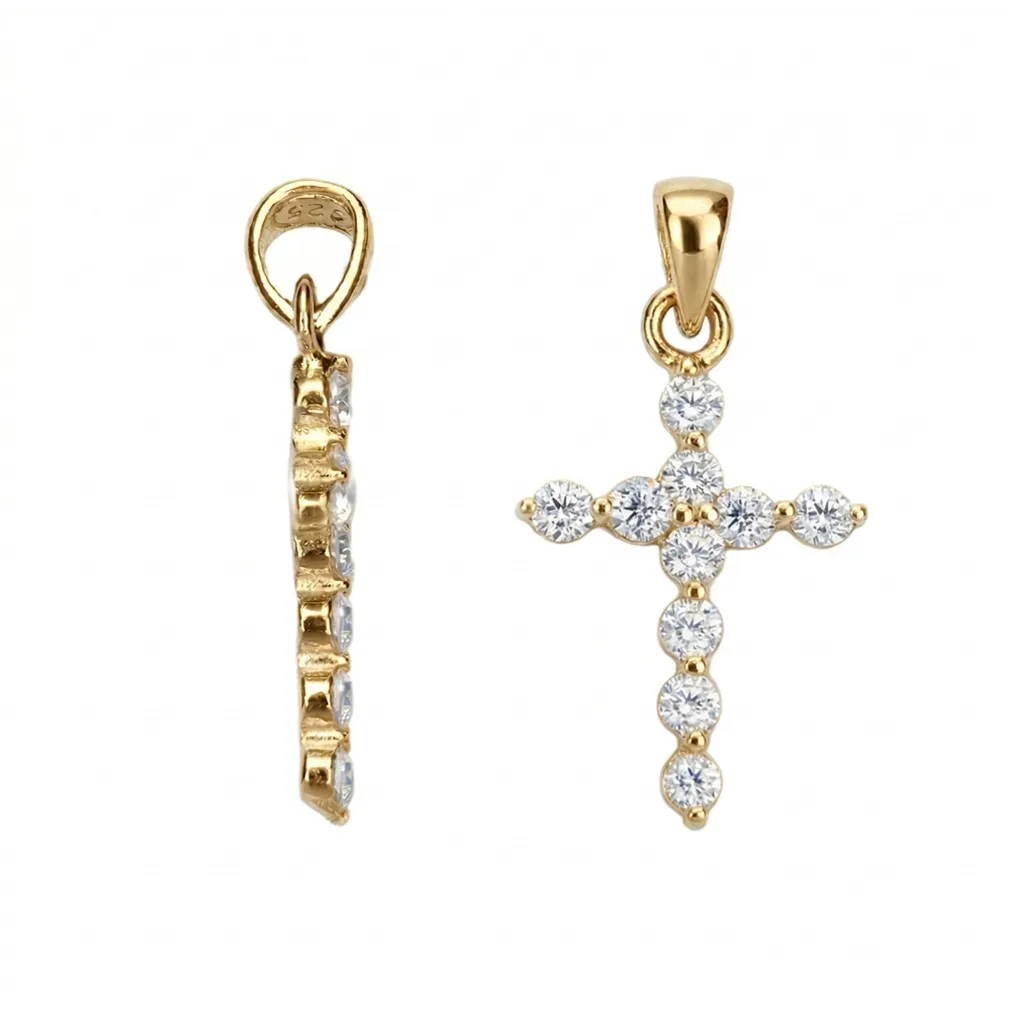 Sterling silver 20x13mm cubic zirconia cross pendant