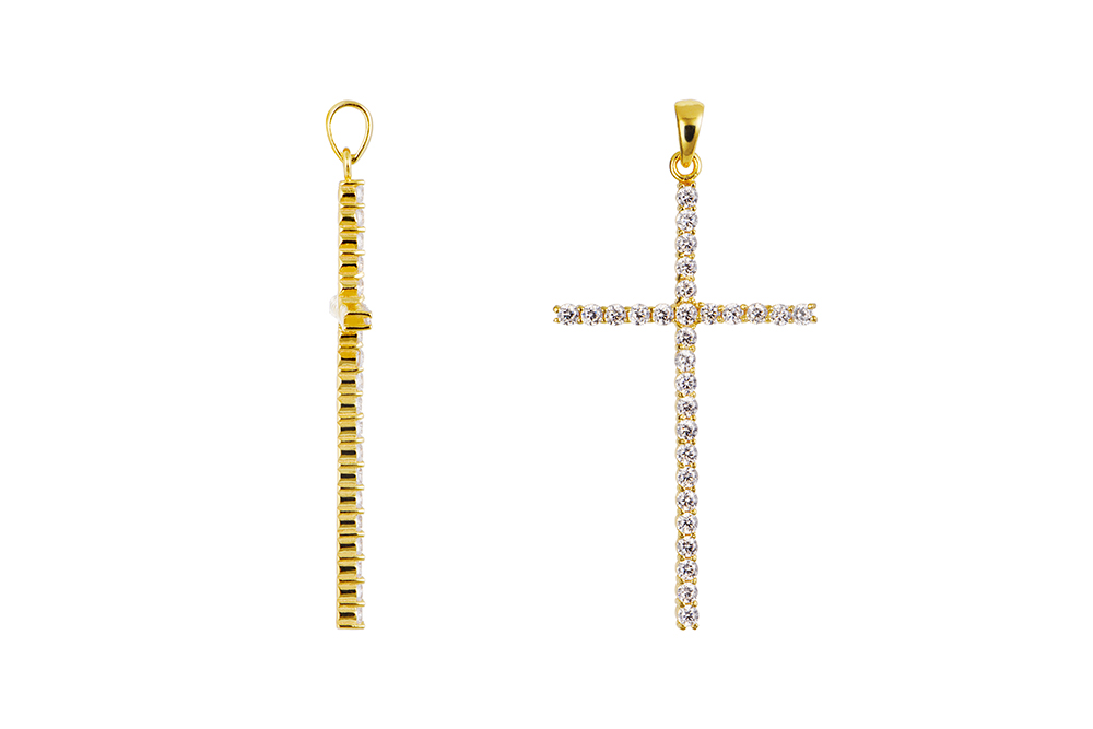 Sterling silver zirconia cross pendant