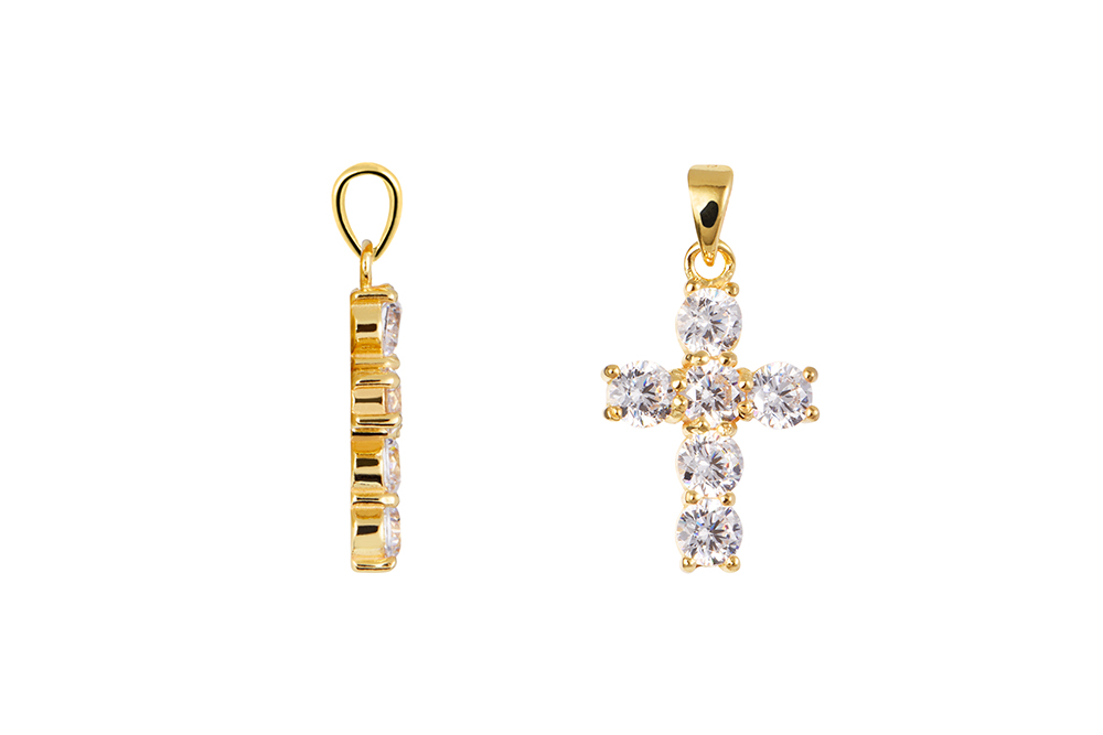 Sterling silver zirconia cross pendant