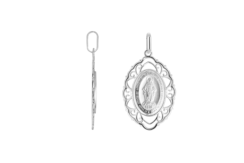Sterling silver miraculous medal 31x20mm pendant