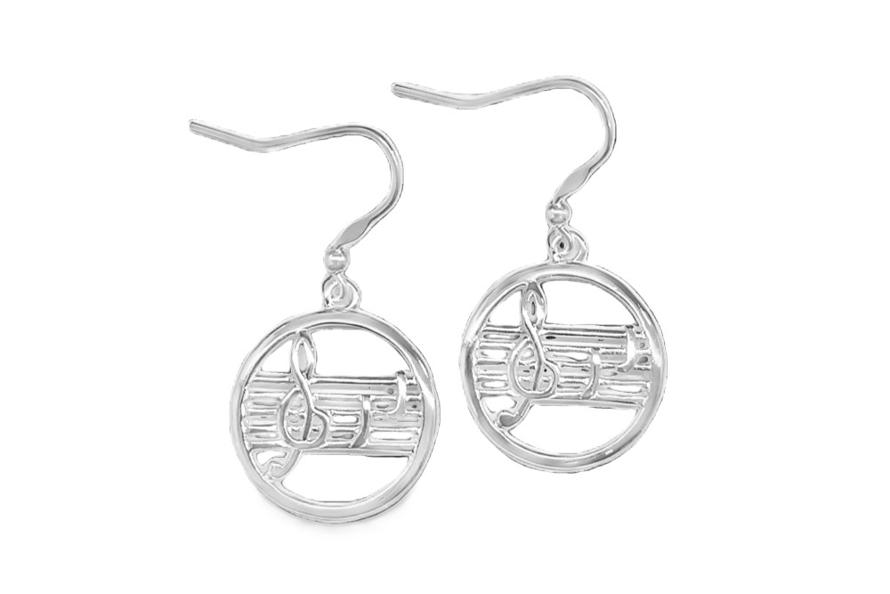 Pendiente plata 925 nota musical