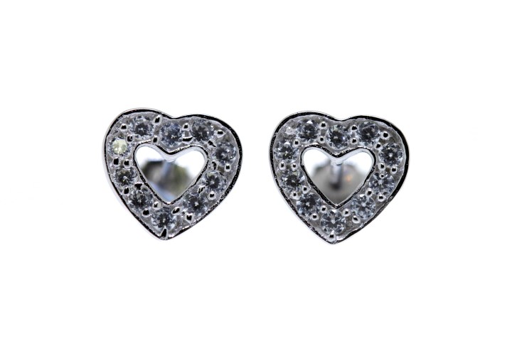 Pendientes plata 925 zirconita corazon