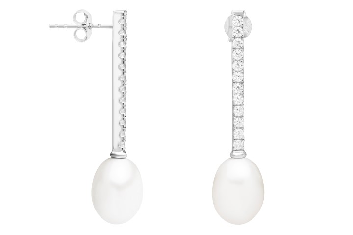 Silver 925 cz pearl earring