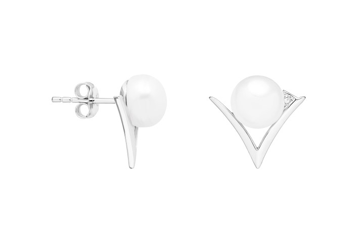 Silver 925 pearl cz earring