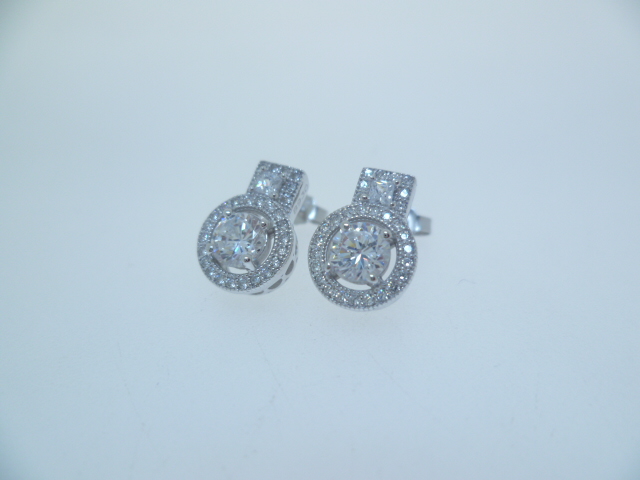 Pendiente plata rodiada cz 