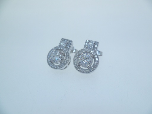 [04458000CZBL] Pendiente plata rodiada cz 