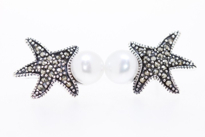 [045780006MPB] Pendiente plata 925 marquesita perla 