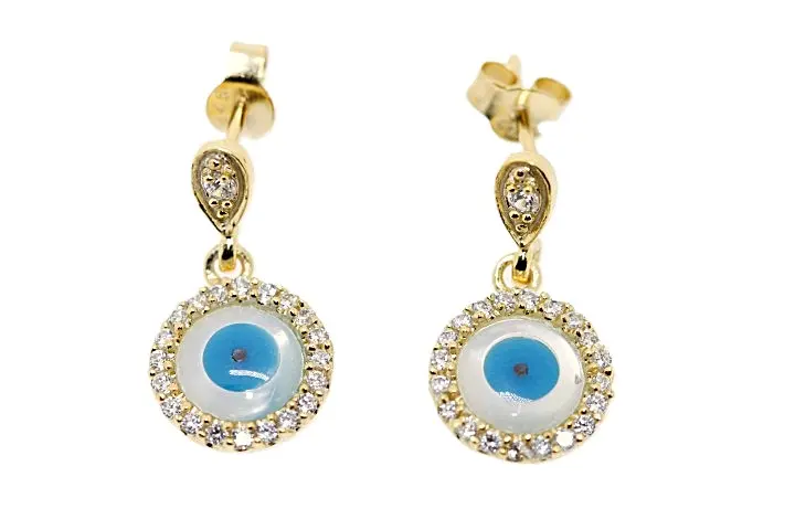 Sterling silver Turkish evil eye pendant with cubic zirconia 